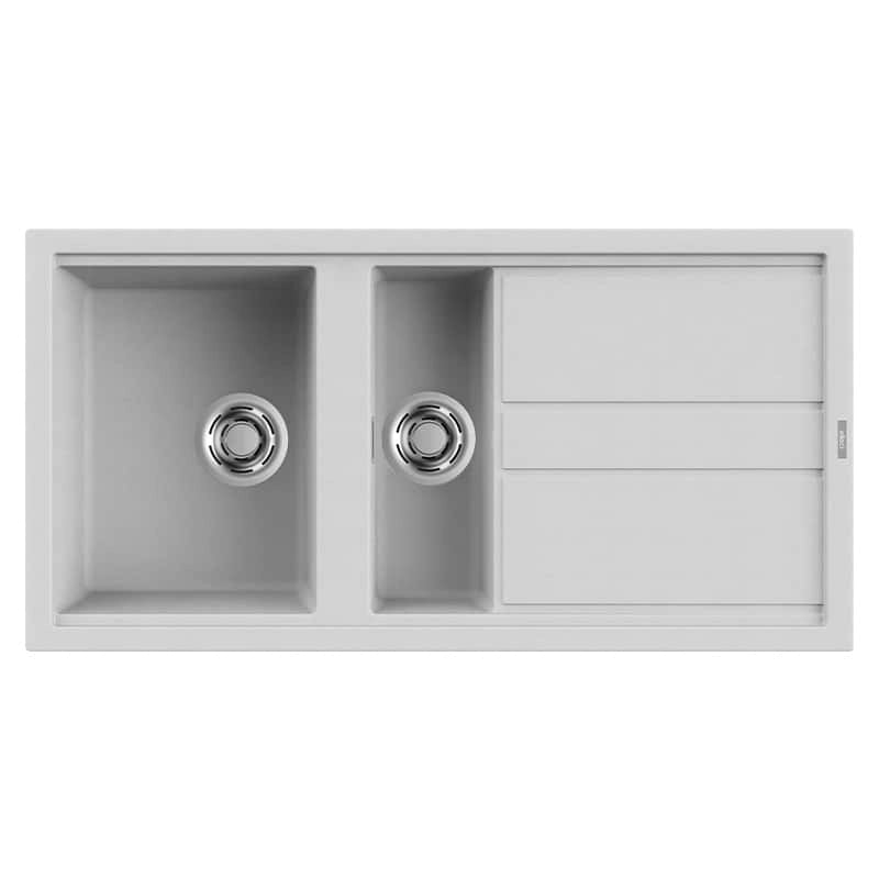 Lavello Elleci Incasso 2 vasche 100x51 Best 475 Metaltek Grigio Aluminium LMB47579