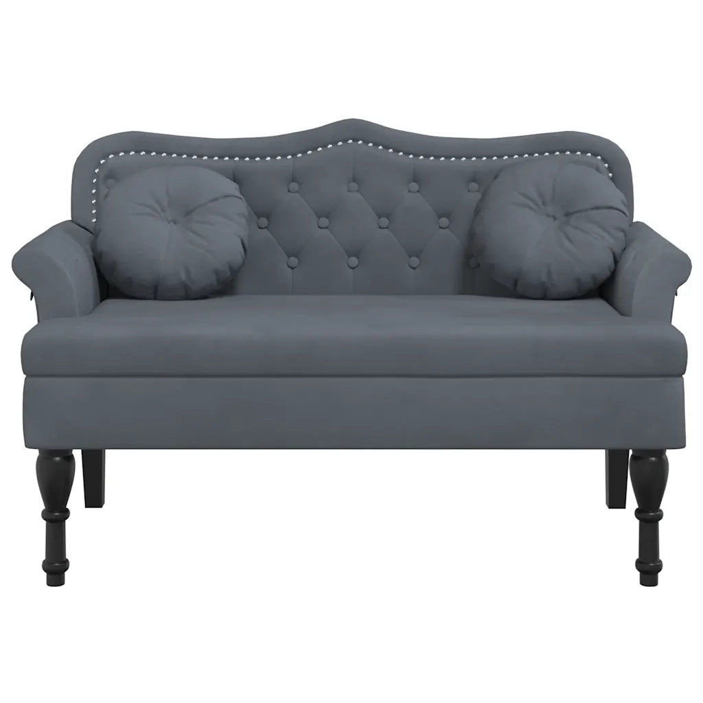 Panca con Cuscini Grigio Scuro 120,5x65x75 cm Velluto 372141
