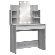 Toeletta | Tavolo da Trucco con Luci LED Grigio Sonoma 96x40x142 cm