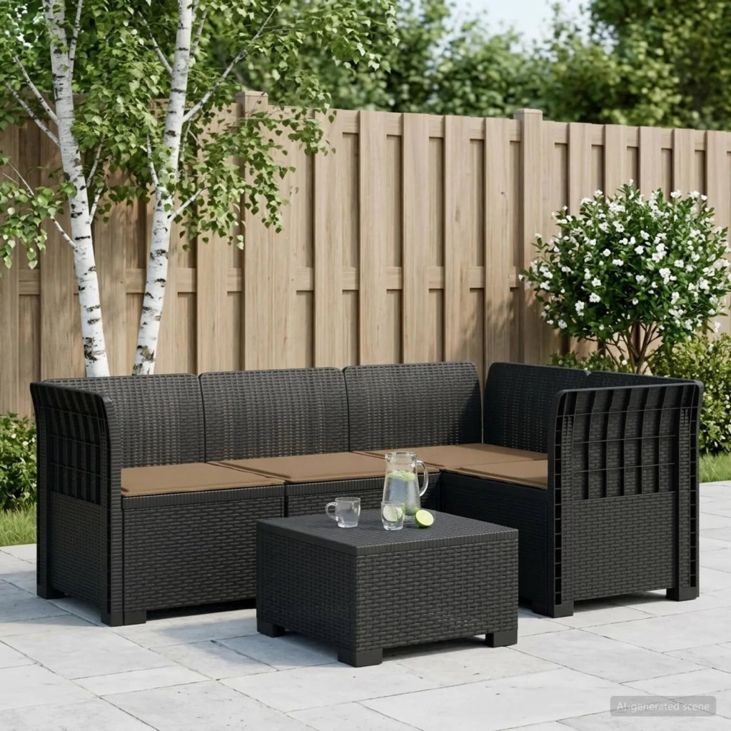 Divano da Giardino 4 Posti con Cuscini Aspetto Rattan PP 3443964