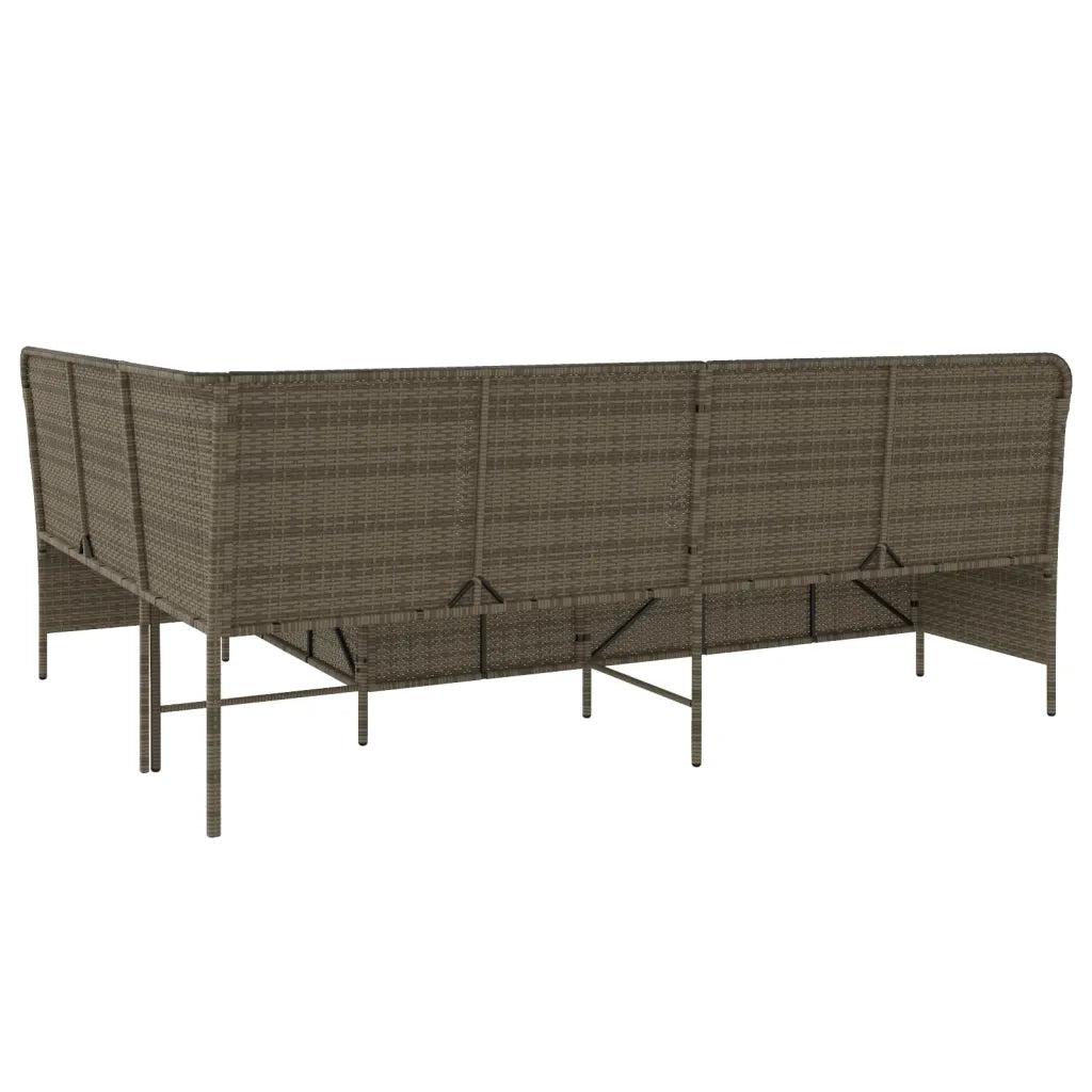 Divano da Giardino con Cuscini a L Grigio in Polyrattan