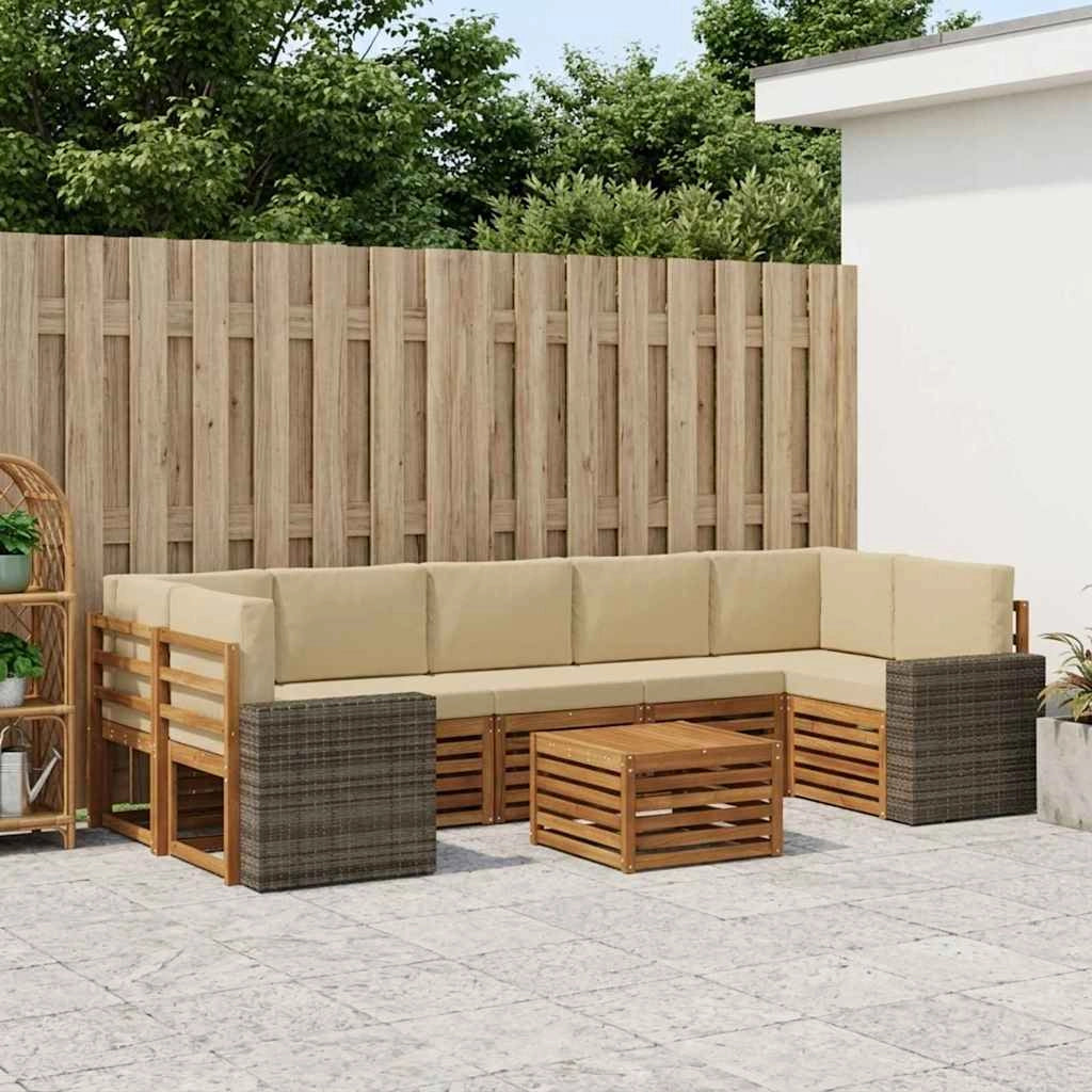 Set di divani da esterno 8 pz Naturale e Beige 3384159