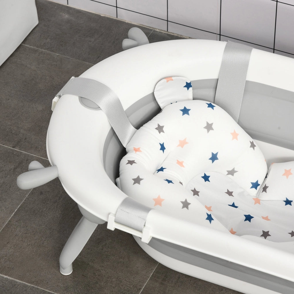Vaschetta Bagnetto Pieghevole per Bambini 81,5x50,5x23,5 cm 0-3 Anni Grigio Bianco