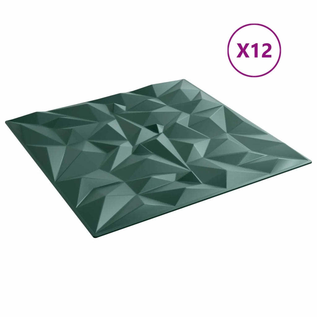 Pannelli da parete 12 pcs Verde ametista 50 x 50 cm Schiuma XPS