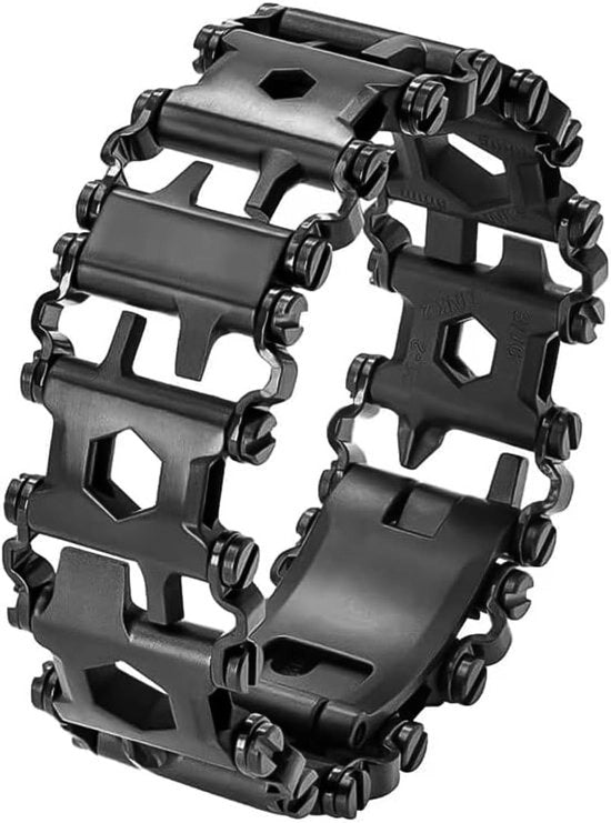 Cinturino Multifunzione - 29-in-1 Attrezzatura - Escursionismo Campeggio Viaggi - Acciaio Inossidabile - 21,7 cm Lunghezza - Nero