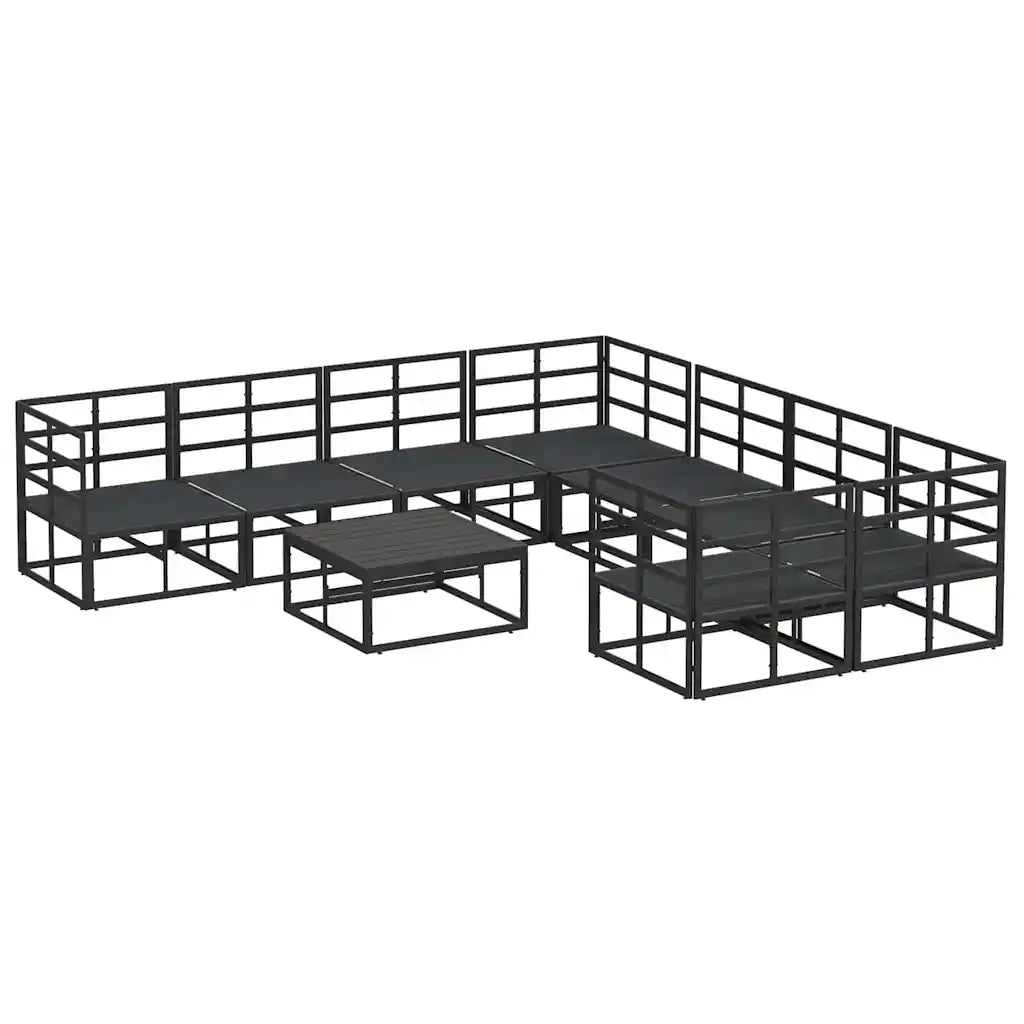vidaXL Set Divano da Giardino con cuscino 9 pcs Nero Alluminio