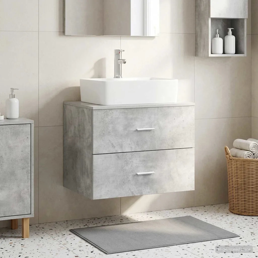 Mobile da Bagno da Muro Grigio Cemento 62,5 x 44,5 x 50 cm 890329