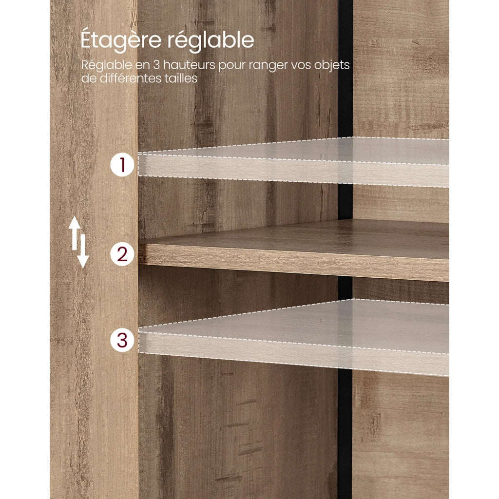 Mobile da cucina a 2 ante 60 x 35 x 125 cm struttura in acciaio credenza alta marrone 12_0004528