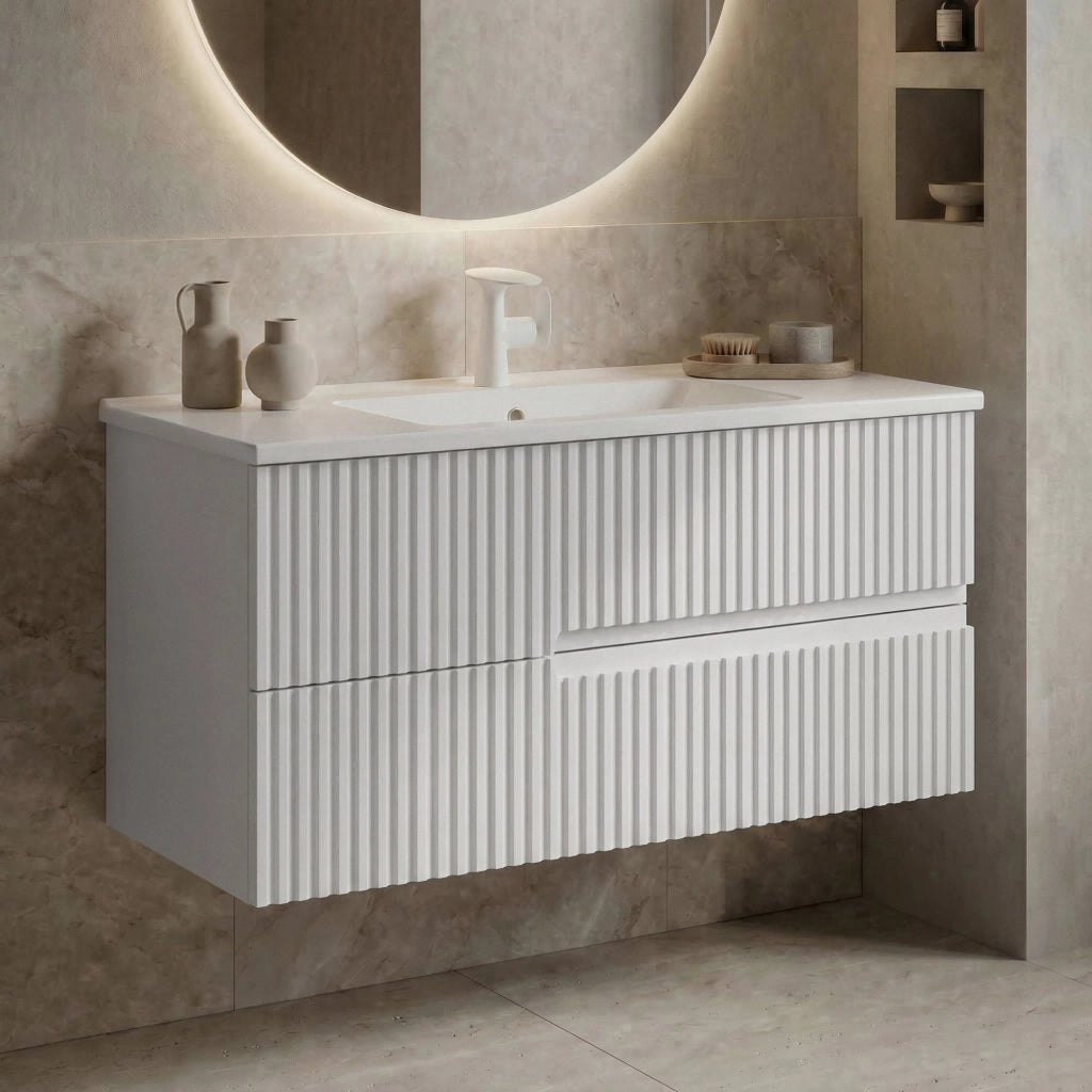 Mobile lavabo "Moonlight 90 v2" - 91 x 51 x 51 cm - Bianco opaco