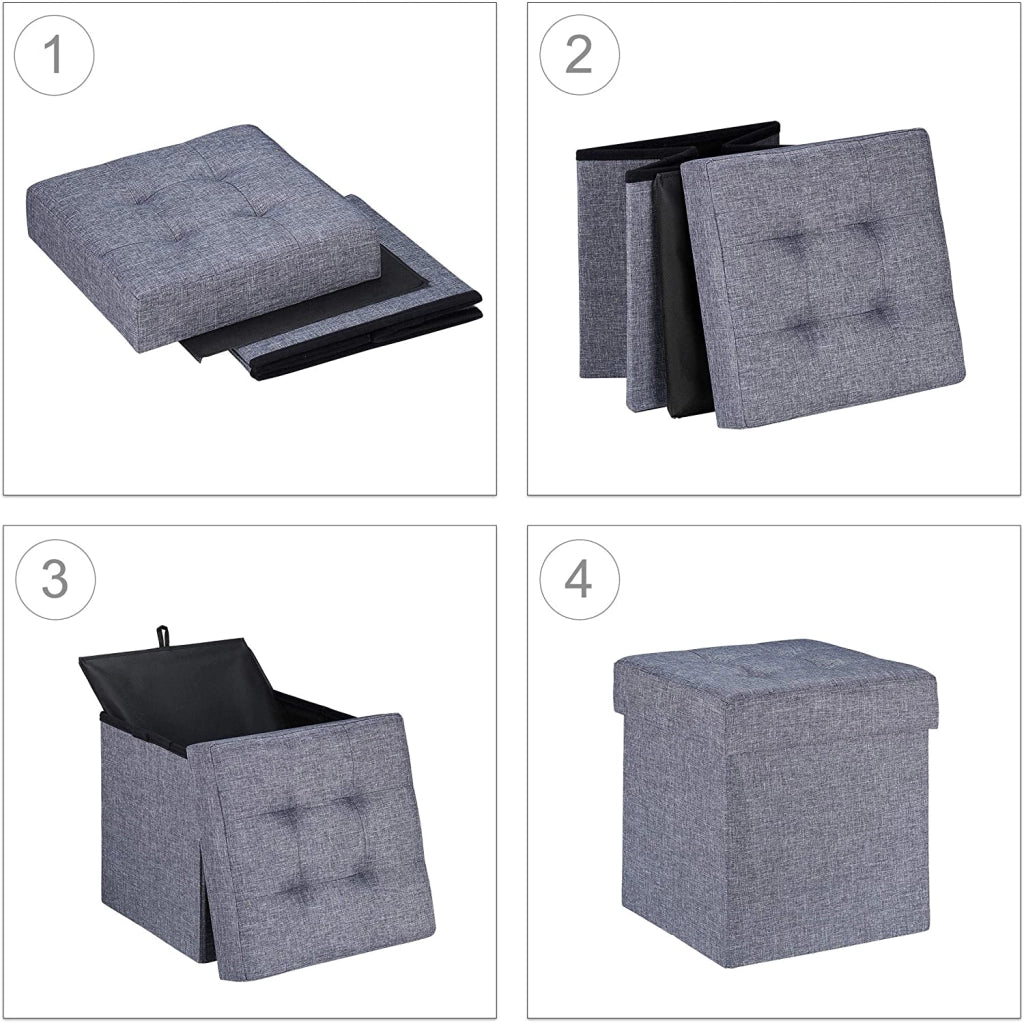 Pouf/sgabello contenitore con spazio contenitore grigio 13_0002755