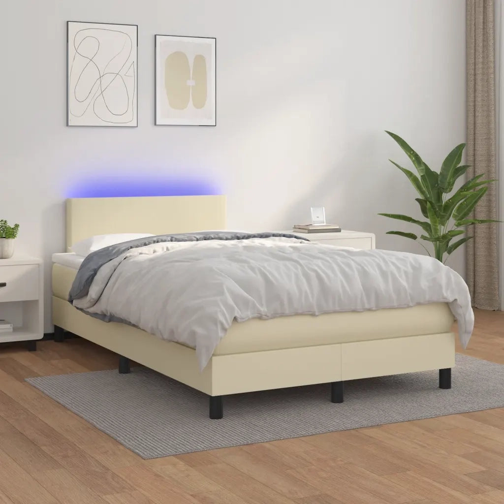 Giroletto Molle con Materasso e LED Crema 120x200cm Similpelle cod mxl 63662