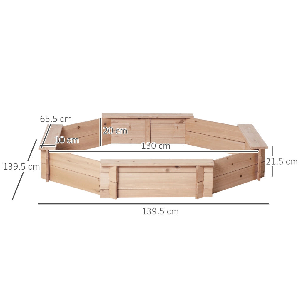 Sabbiera per Bambini 139,5x139,5x21,5cm con 4 Sedute Angolari e Copertura in Legno di Abete