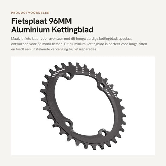 Piattaforma per bicicletta BCD 96MM - Lega di alluminio - Leggera - Duratura - 32T/36T/38T - Sostituzione perfetta - Piastra catena
