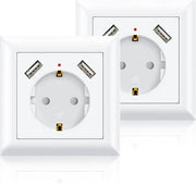 Stopcontatto con 2 x USB - stopcontatto da inserire con 2 porte USB - bianco