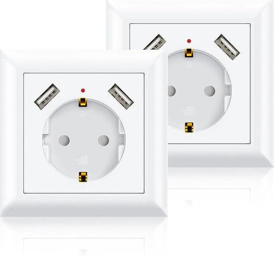 Stopcontatto con 2 x USB - stopcontatto da inserire con 2 porte USB - bianco