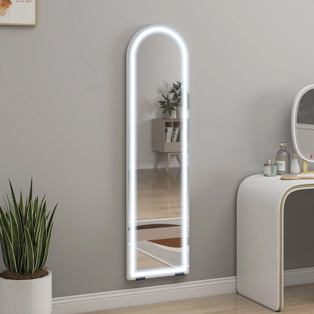 Specchio Corpo Intero LED ad Arco ¨C zephmum ¨C Bianco 150x40cm Dimmabile 3 Luci