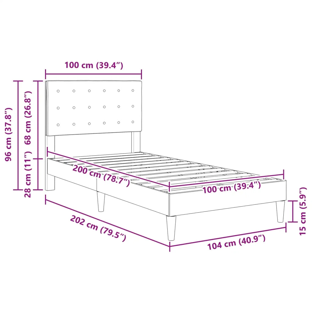 Struttura del letto con testiera Nero 100 x 200 cm Tessuto 42027775