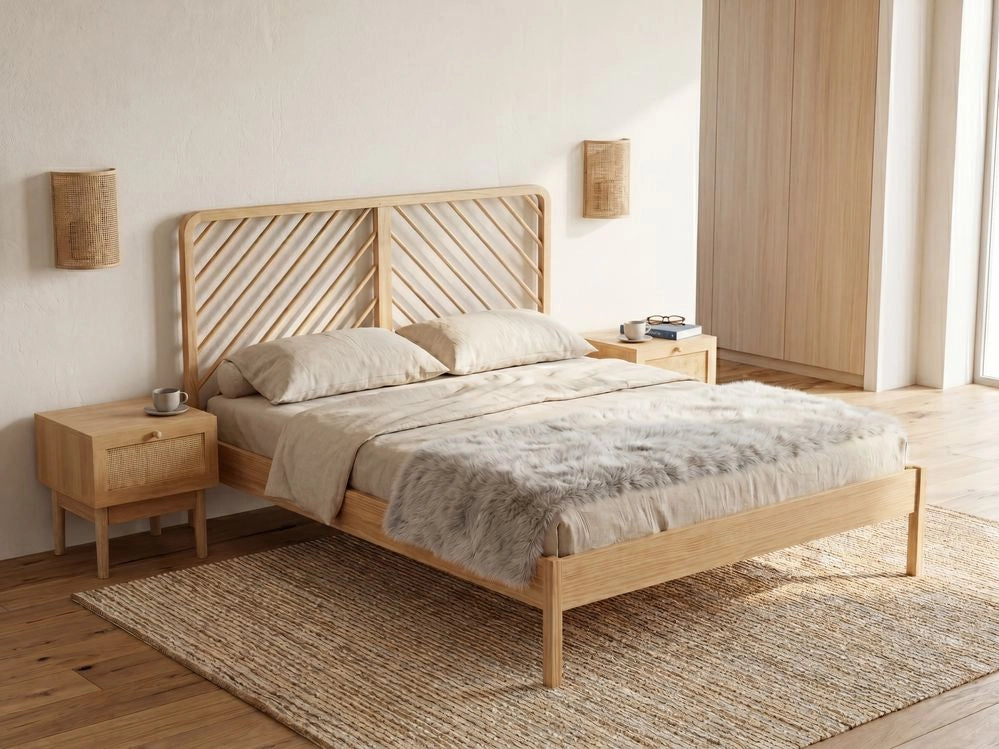 Letto in legno di pino marrone chiaro con rete 160 x 200 cm stile scandinavo naturale