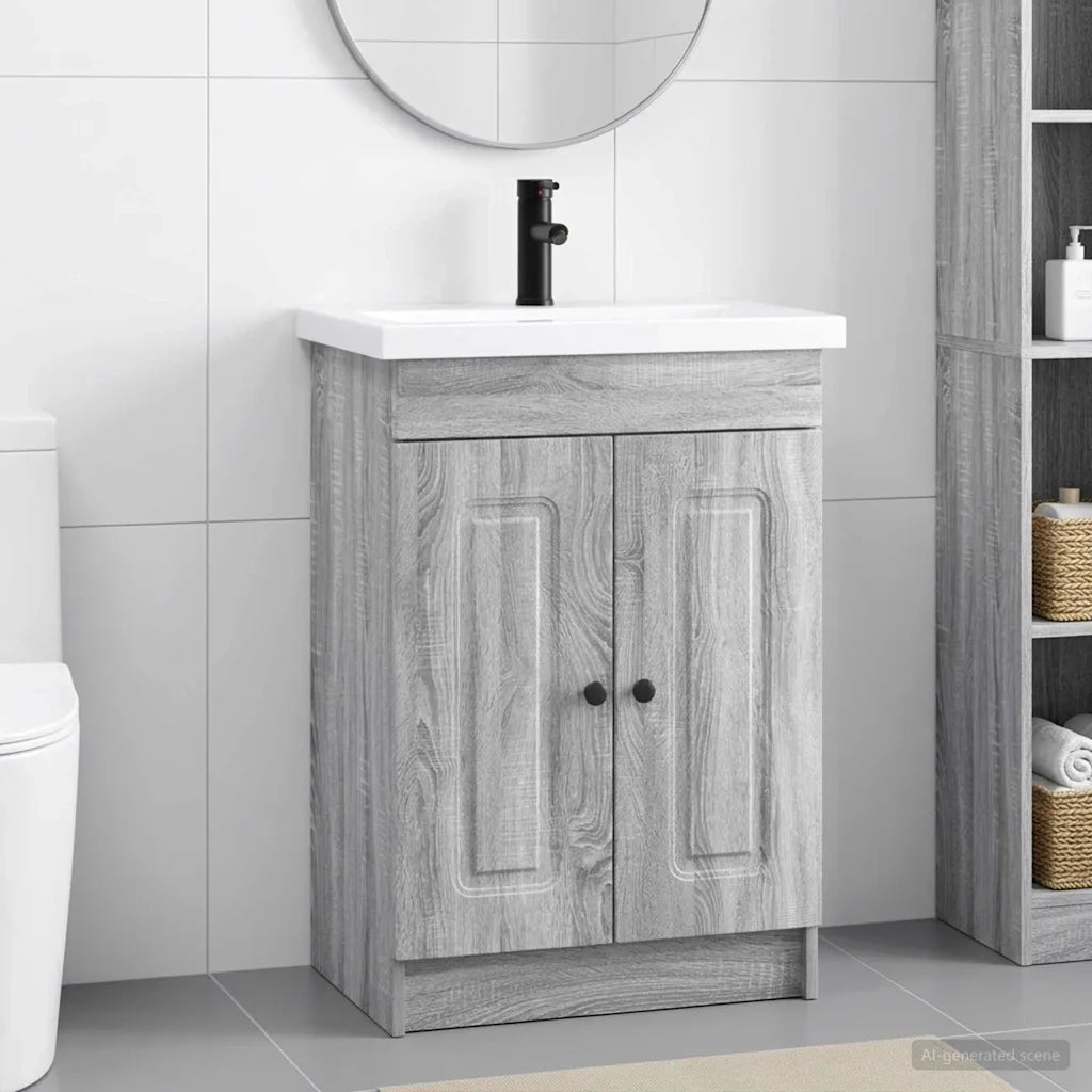 Set di mobili per il bagno Sonoma grigio 56 x 37,5 x 81 cm 3404170