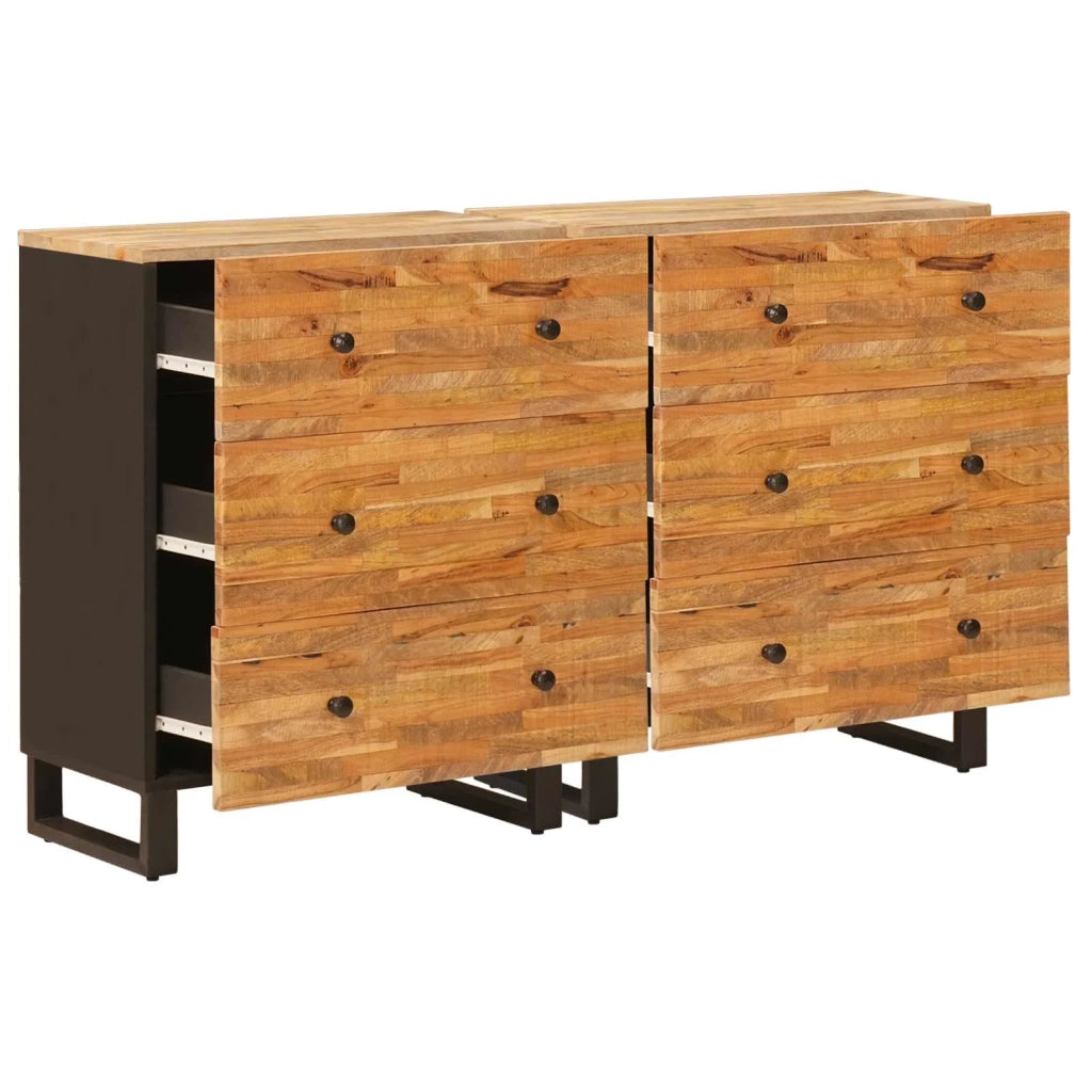 Credenza 2 pz | Madia | Buffet da pranzo | Armadio da pranzo Marrone 60 x 33 x 75 cm Legno di mango massello