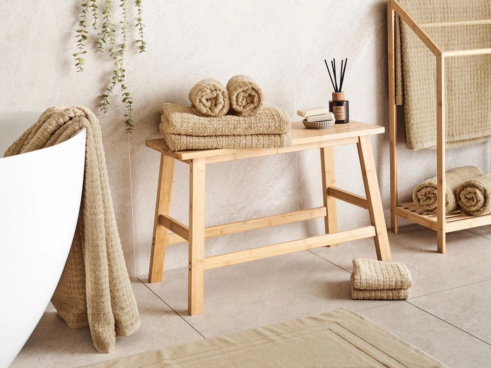 Set di 11 asciugamani Beige Sabbia in cotone per ospiti Asciugamano da bagno e tappetino da bagno