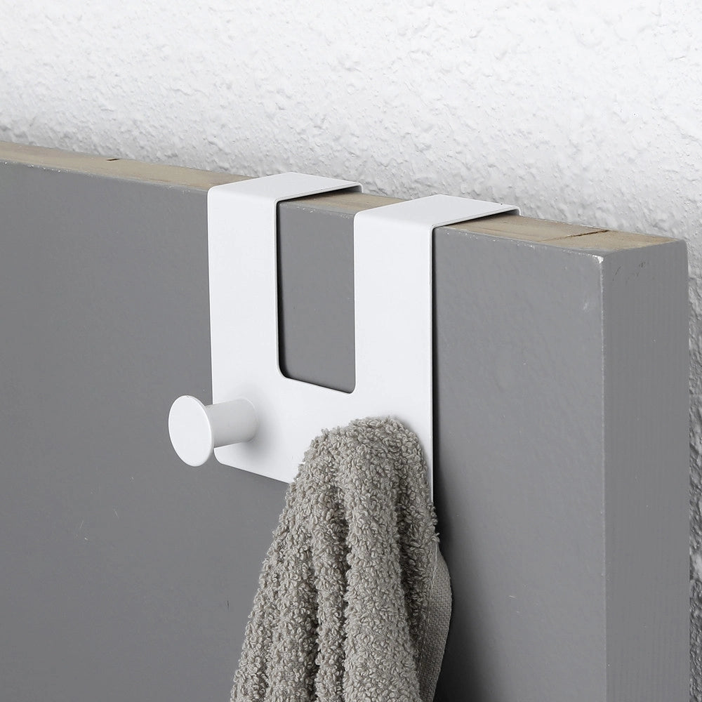 Trade Shop - Appendiabiti Da Porta Con 2 Ganci 12.5x11.5 Cm Bianco Asciugamani Vestiti 87779 -