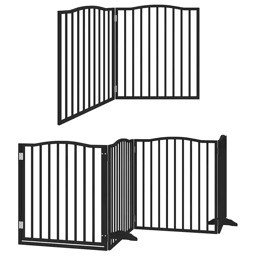 Cancello per Cani Porta Pieghevole Nero 6 Pannelli 480cm Pioppo CFW7126088
