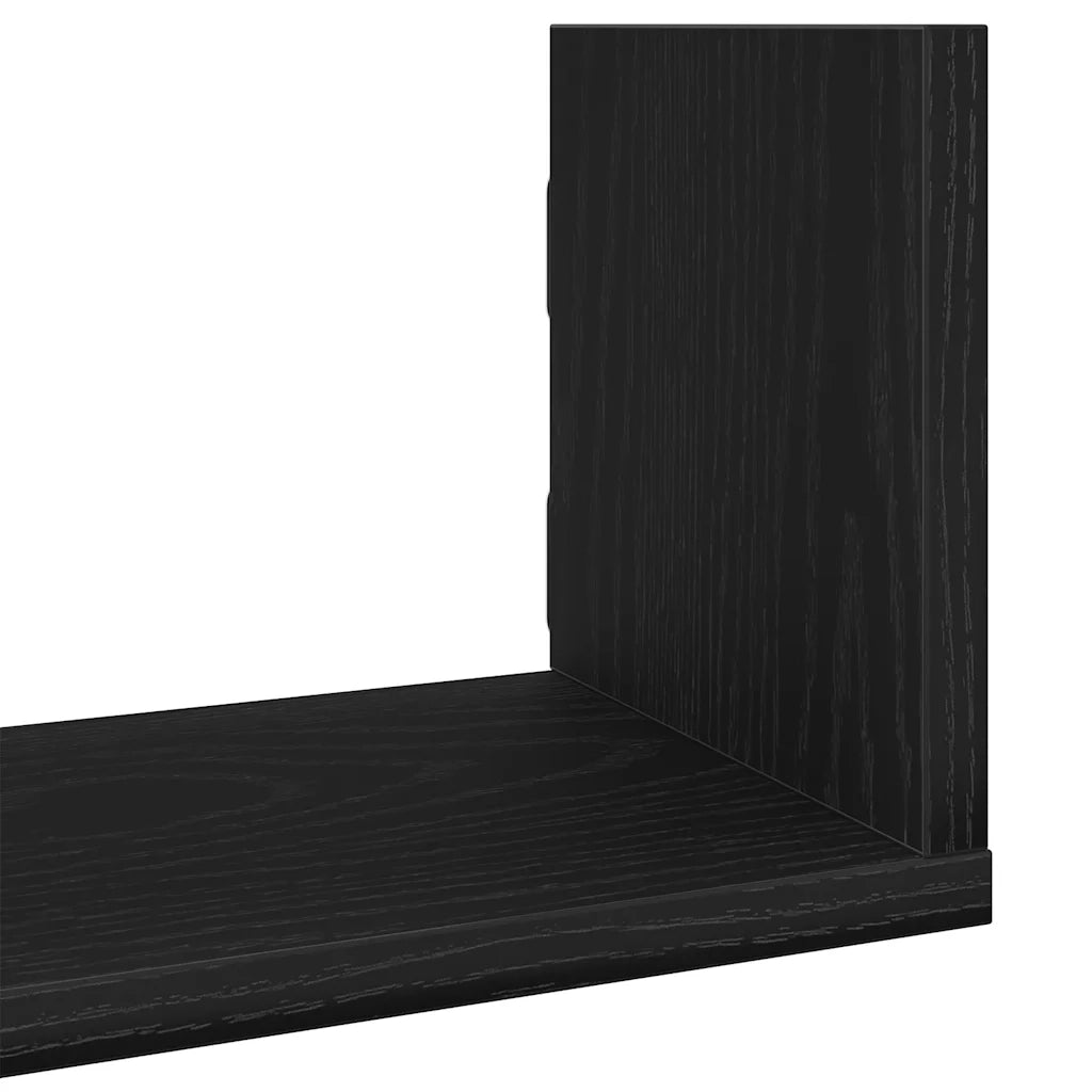 Mensole a Parete 3pz Rovere Nero 80x18x18 cm in Truciolato 868072