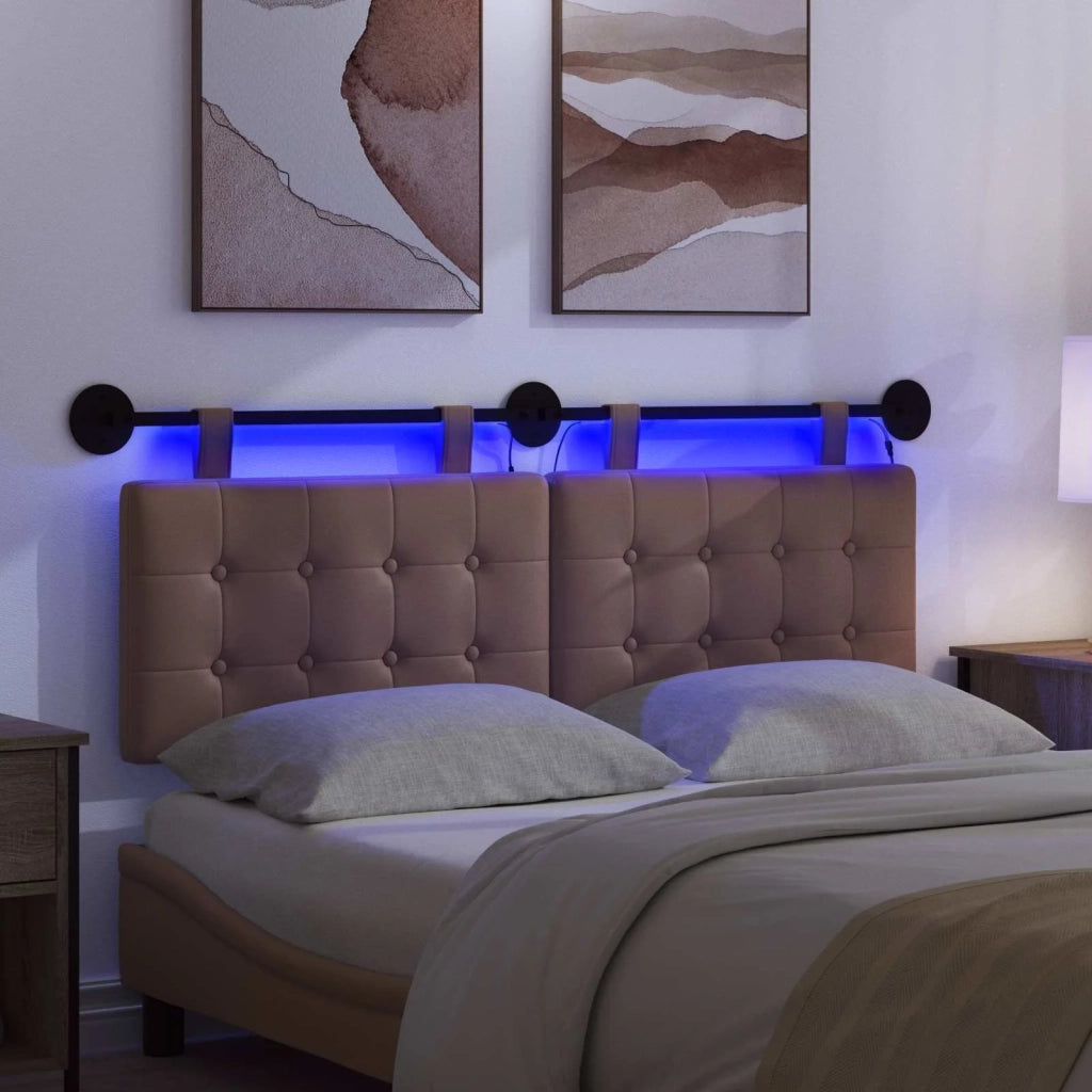 Testiera sospesa Con luce LED Cappuccino Similpelle