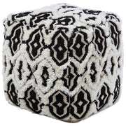 Pouf di colore Bianco e Nero Lana Cotone 45 x 45 cm Forma Quadrata in stile Boho