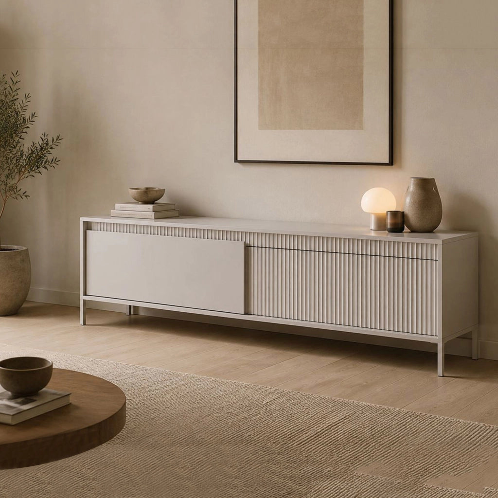 Kami, Mobile Porta tv un Ripiano, 187x40x53h cm Beige