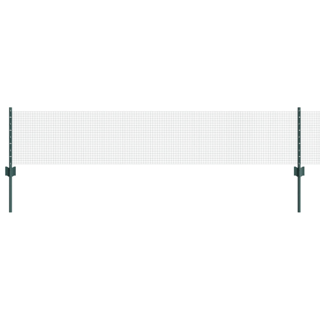 Recinzione in Filo Saldato con 5 Paletti U Verde 0.4x10 m Acciaio