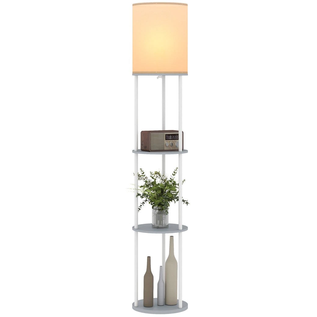 Lampada da Terra con Scaffale e Controllo Remoto 3 Colori ¨C zephmum ¨C Grigio 80x24x180