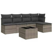 Set Divano da Giardino 6 pz | Set Salotto da Giardino con Cuscini Grigio in Polyrattan