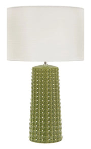 Lampada da Tavolo Gliss Verde Ø30x52 cm in Ceramica e Ferro e Tessuto Verde e Bianco