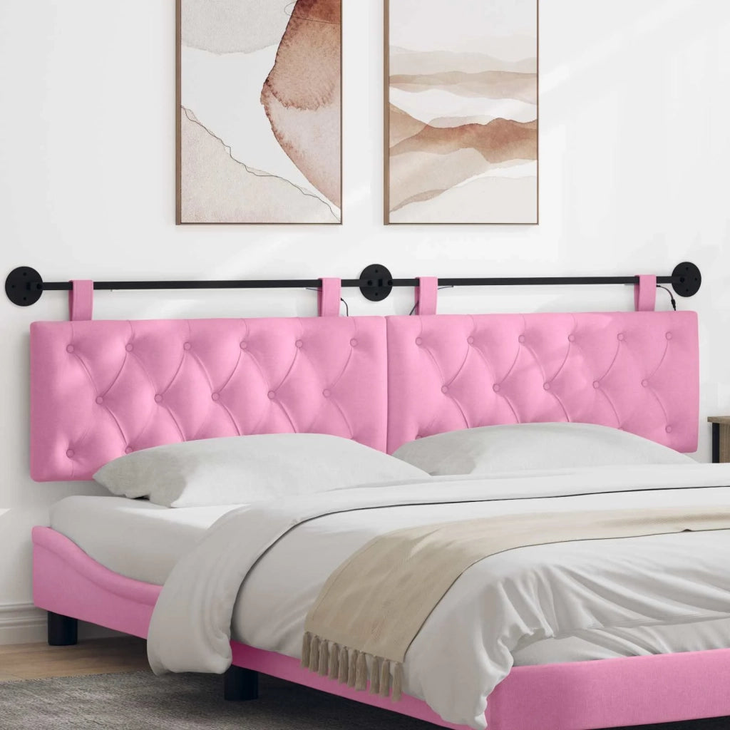 Testiera | Testata sospesa Con luce LED Rosa Tessuto
