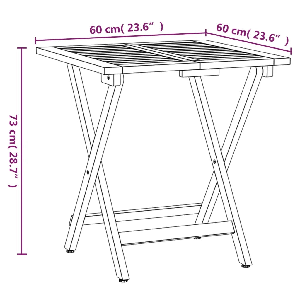 Set da Bistrò Pieghevole 3pz con Cuscini Legno Massello Acacia 319704