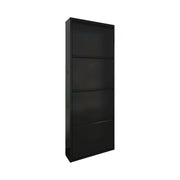 Scarpiera Axe, Mobile portascarpe in metallo, Armadio da ingresso multiuso, Mobiletto per calzature, 50x15h138 cm, Nero