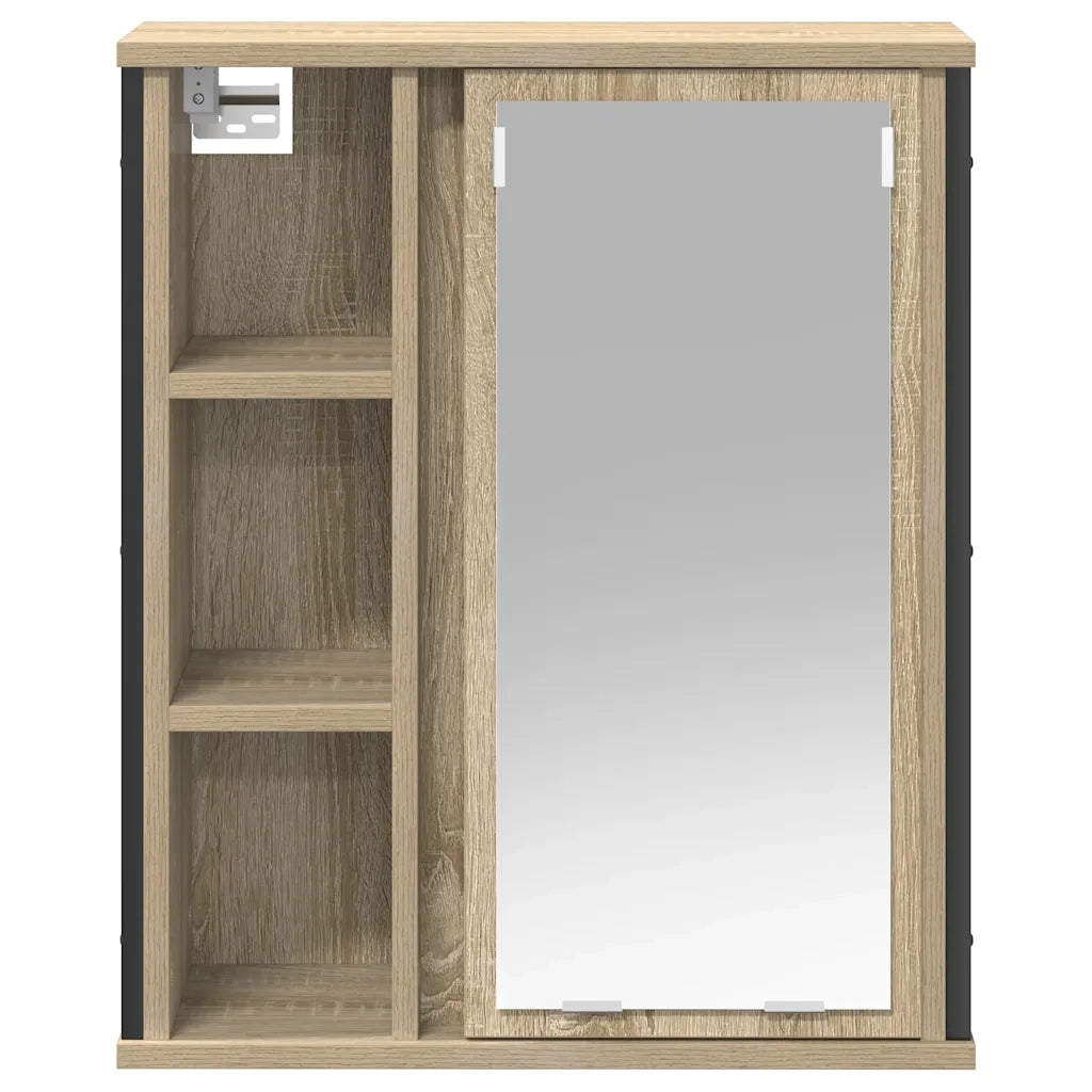 Pensile da Bagno con Specchio-Mobile bagno con specchio Rovere Sonoma 50x21x60 cm