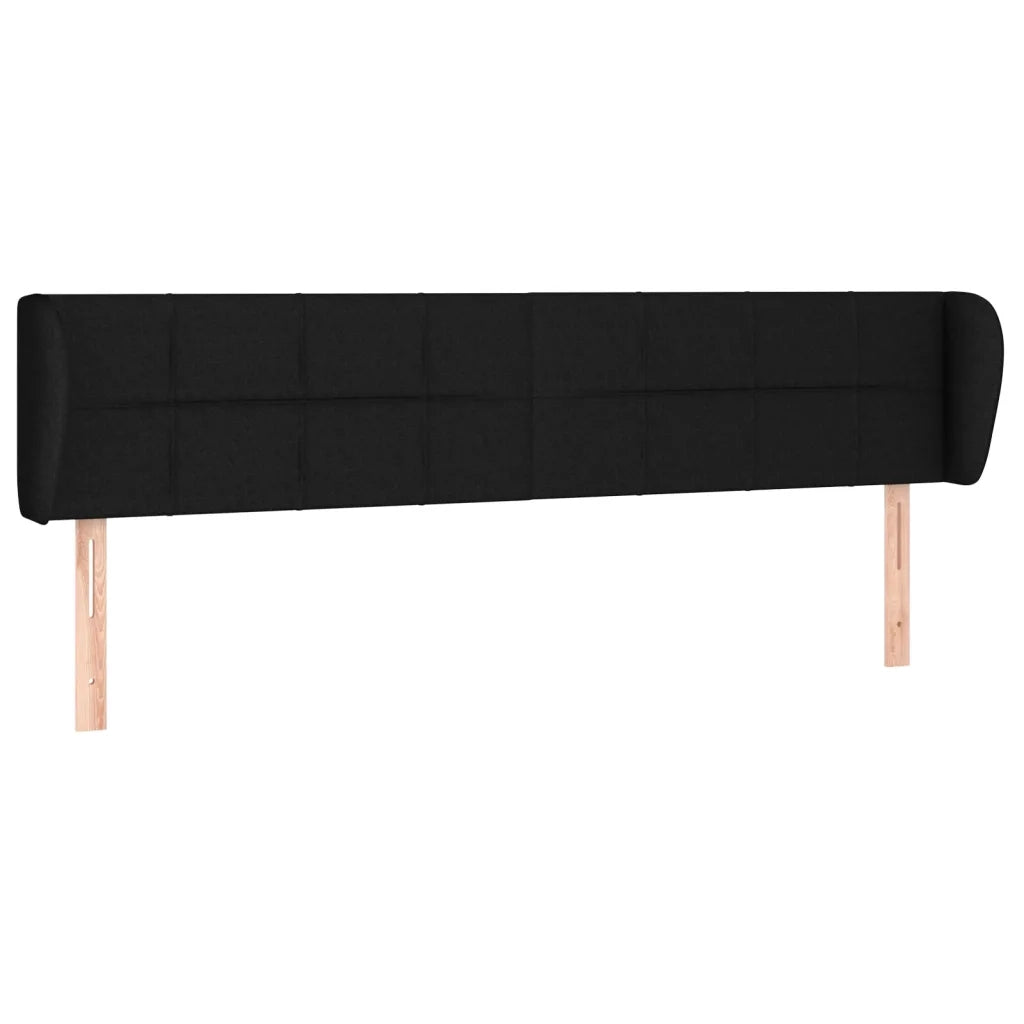 Testiera | Testata ad Orecchio Nera 183x23x78/88 cm in Tessuto