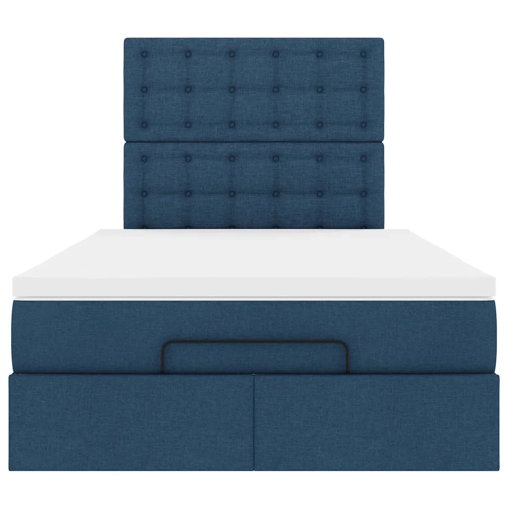 Struttura Letto Pouf con Materasso Blu 120x190 cm in Tessuto 3313312