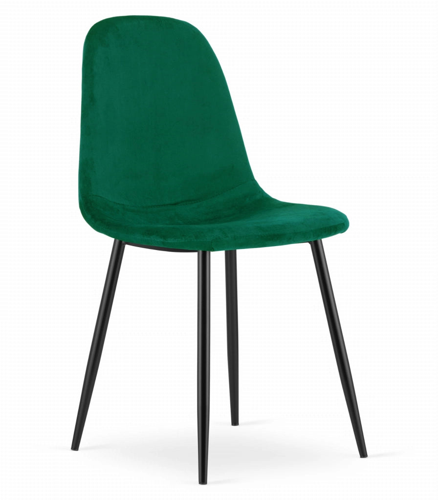 Sedia VALORA COMO - Design ergonomico in velluto verde scuro x2