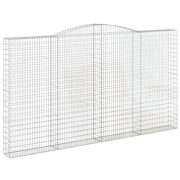 Cesto gabbione recinzione a gabbia muro di contenimento ad arco 400 x 30 x 220/240 cm ferro zincato argento 02_0040077