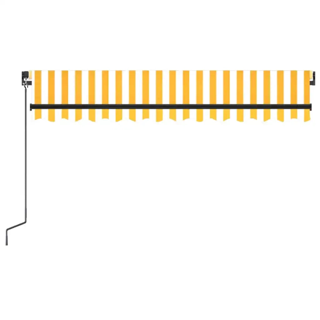 Tenda da Sole Retrattile Manuale LED 350x250 cm Gialla e Bianca 3069083