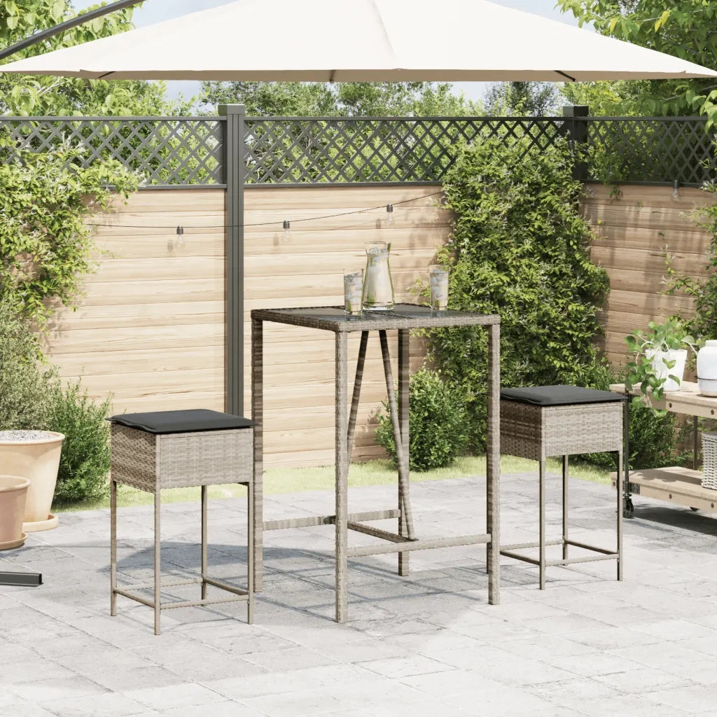 Sgabelli da Bar con Cuscini 2 pz Grigio Chiaro in Polyrattan CFW6495864