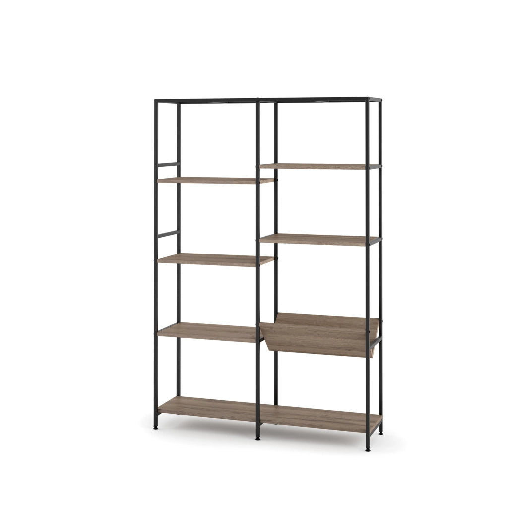 Scaffale industriale Hispanohogar finitura noce e grafite 151x100x27