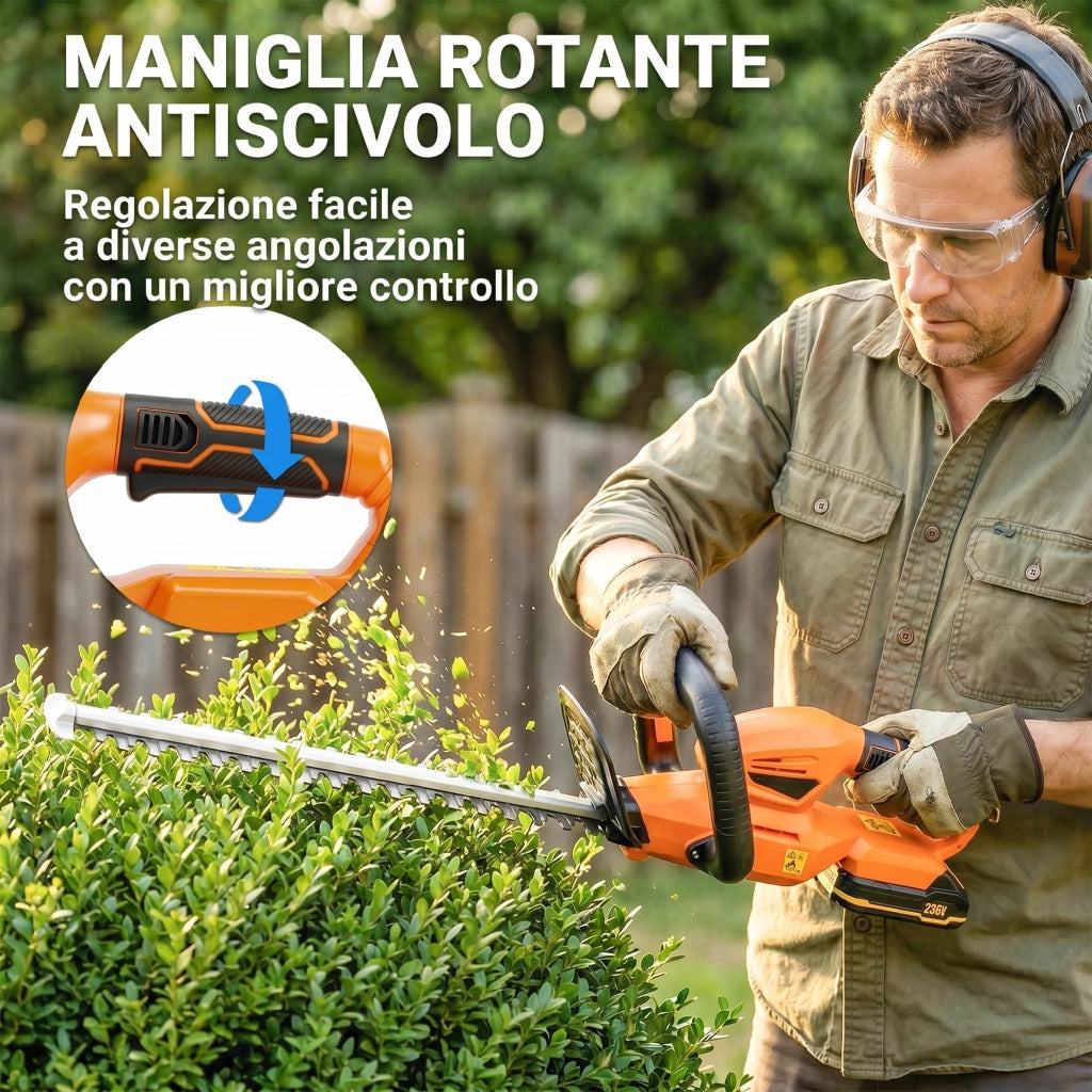 Tagliasiepi a Batteria 18V ¨C Xylo ¨C Lama 51cm, Batteria 2Ah, Arancione