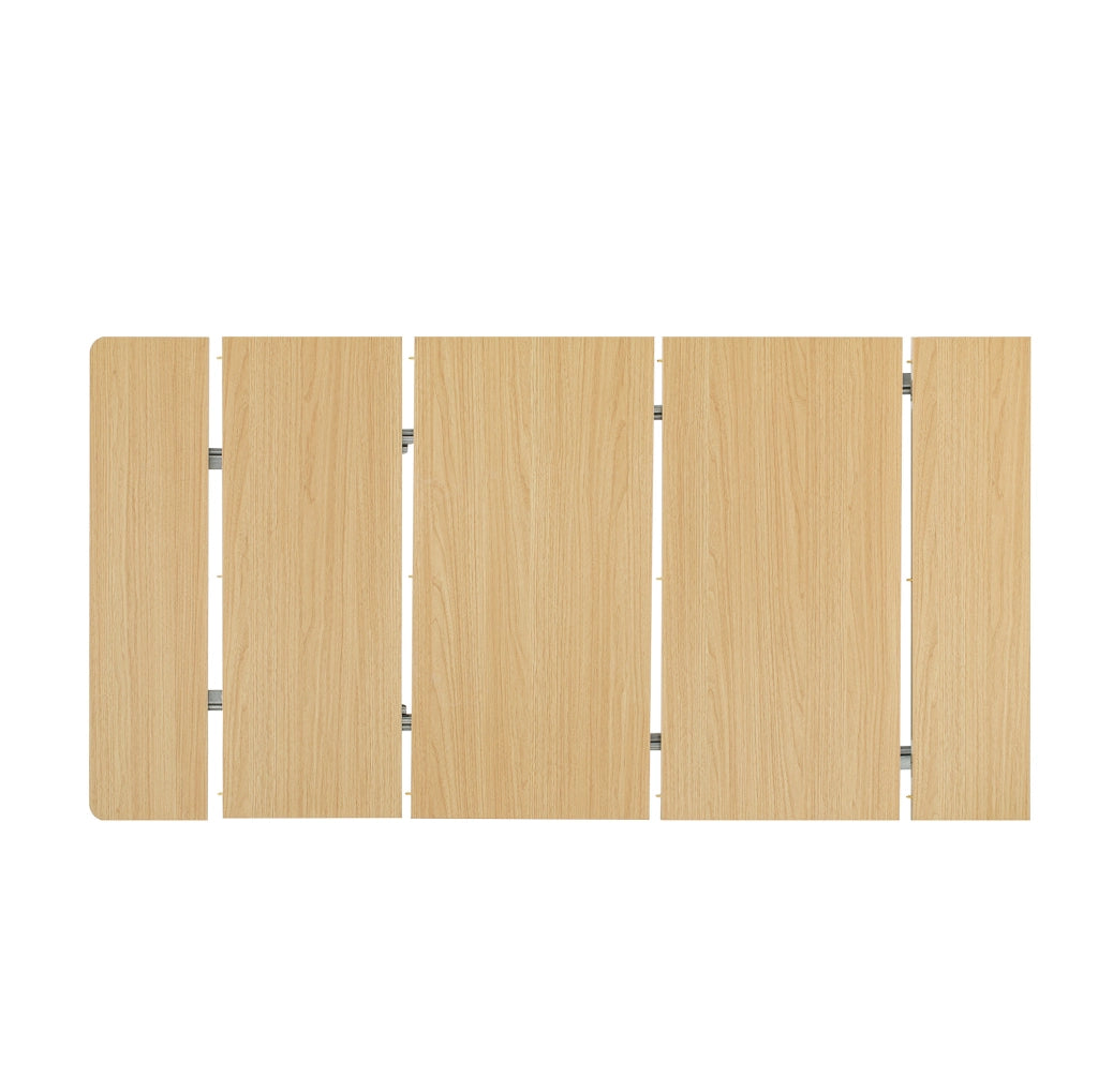 Isola da cucina mobile con tavolo estensibile; LED e prese USB/Type-C; bianco e naturale