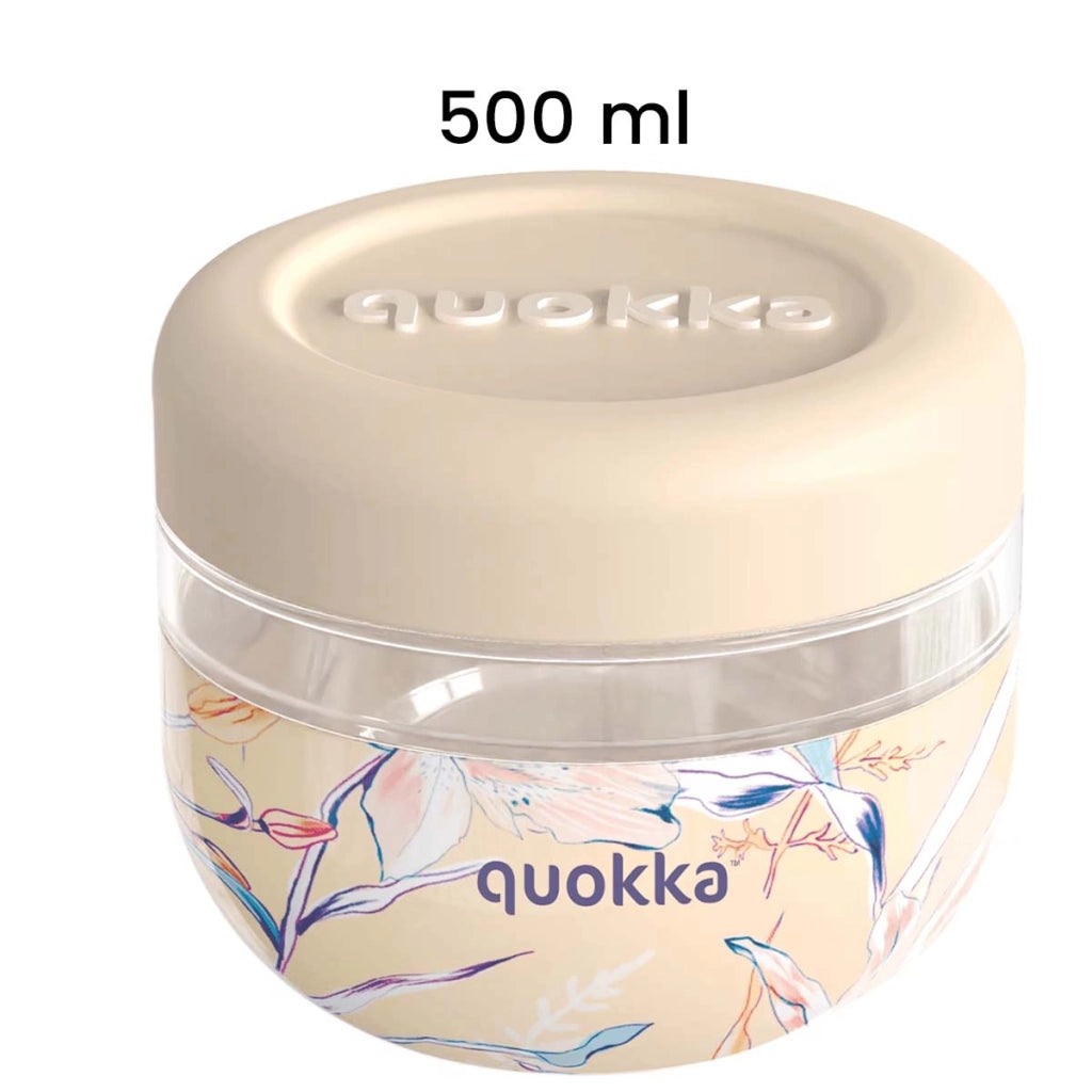 Contenitore Alimentare con Motivo Vintage Floreale 500ml con Coperchio Beige Quokka