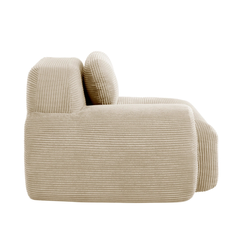 Divano angolare Hamlet RSF - Zephmum - Tessuto Cord color beige con cuscini